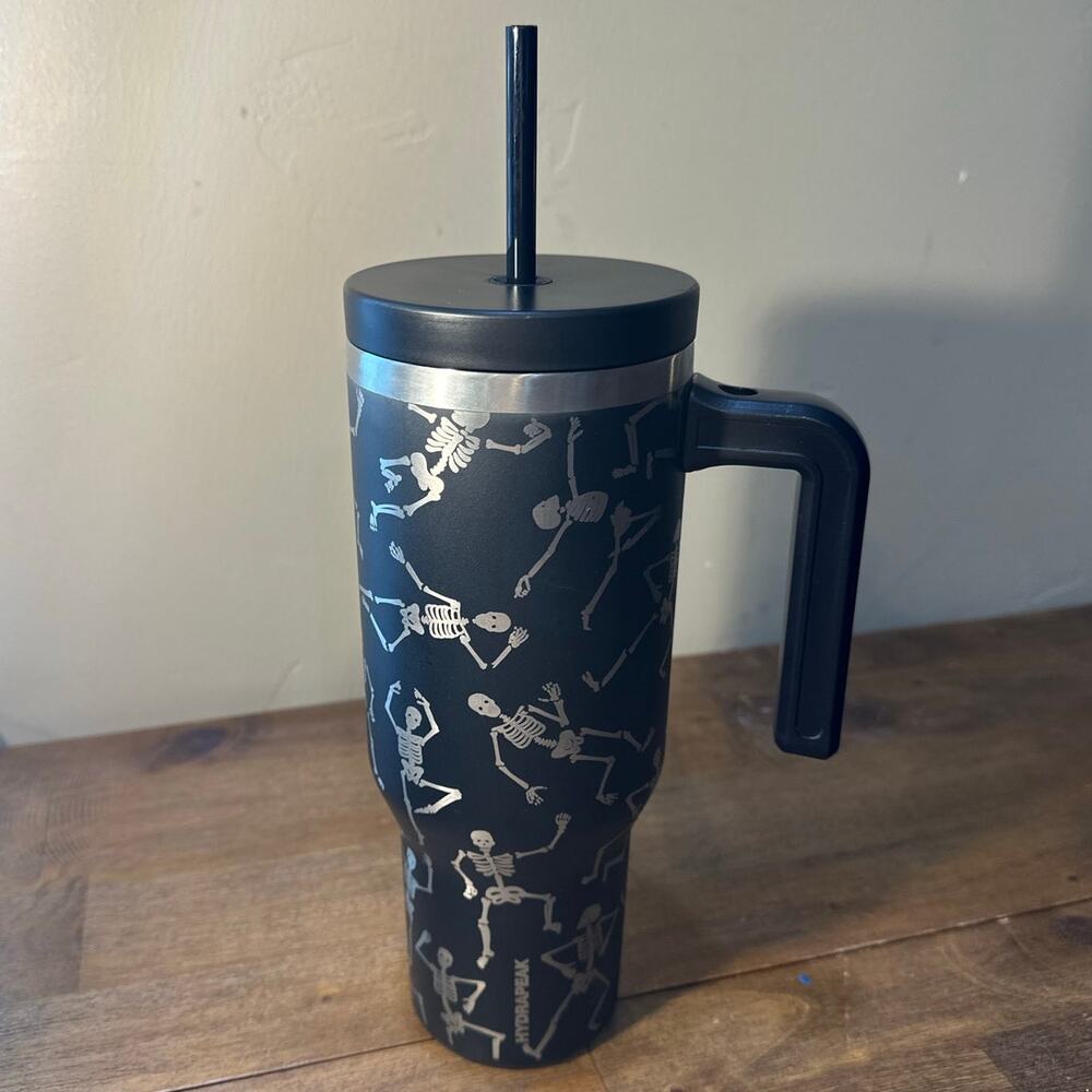 Hydrapeak Dancing Skeletons Voyager 40oz Steel Tumbler Gently Used Spooky Season